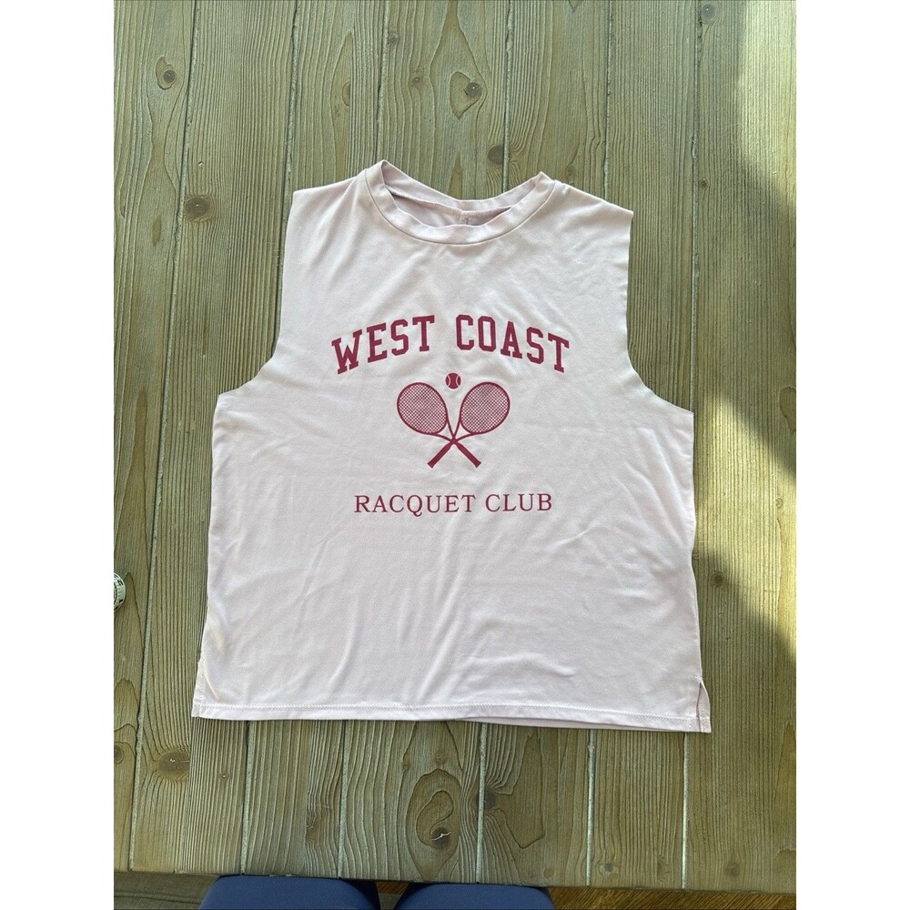 Women’s Lovers of hYOUmanity Pink West Coast Racquet Club Graphic Tee Sleeveless - Picture 3 of 5